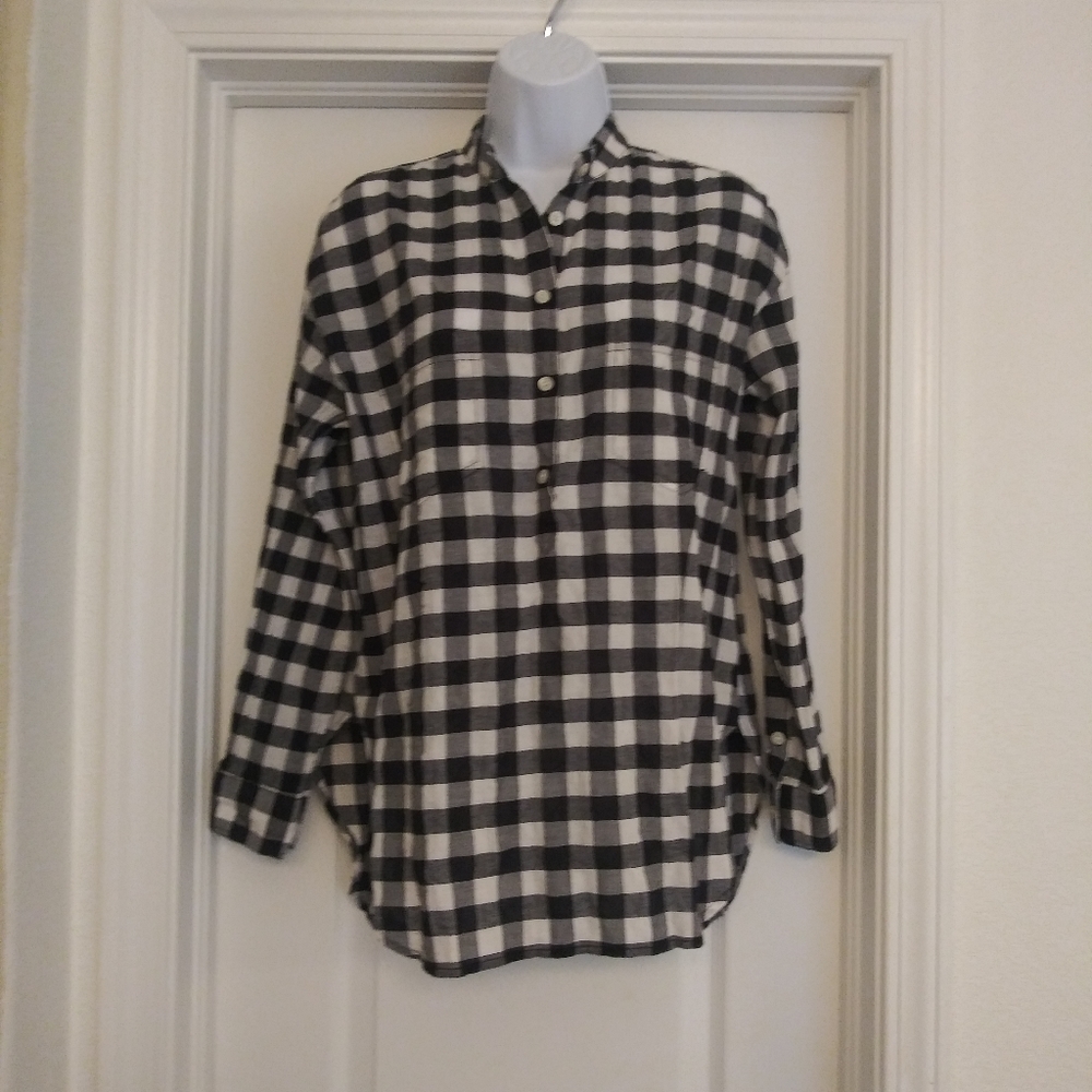 Madewell Black and White Checkered Pullover